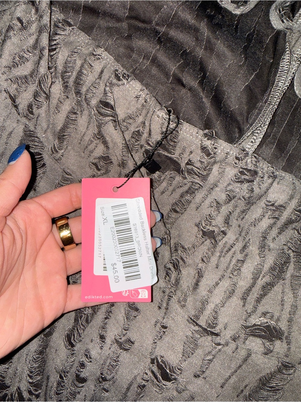 Edikted Deep V Halter Ruffle Mini Dress - Picture 4 of 5